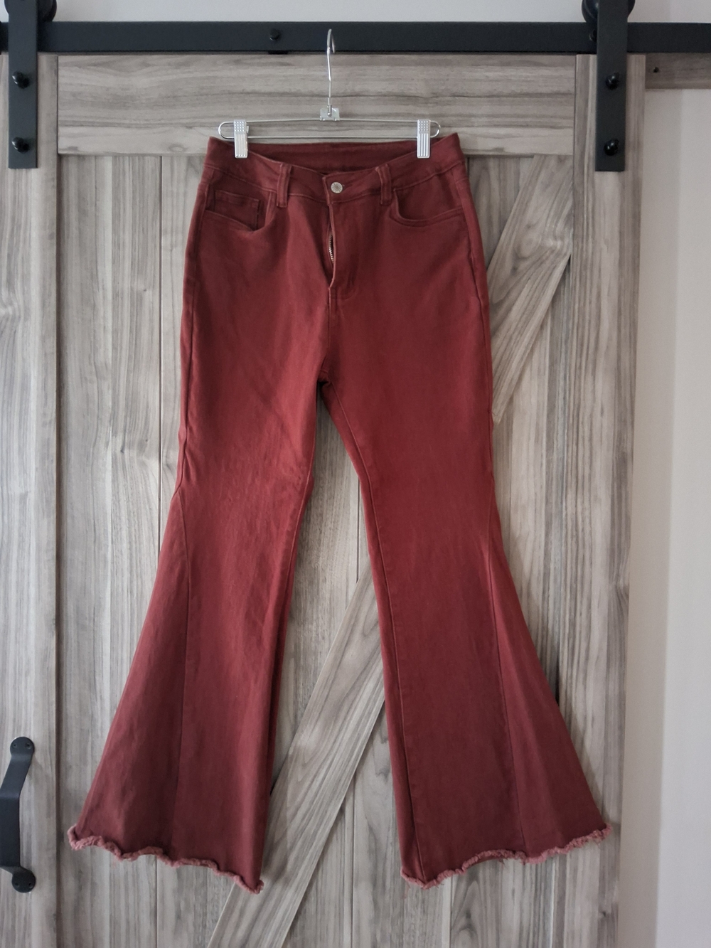 High-Rise Red Flare Pants for Women